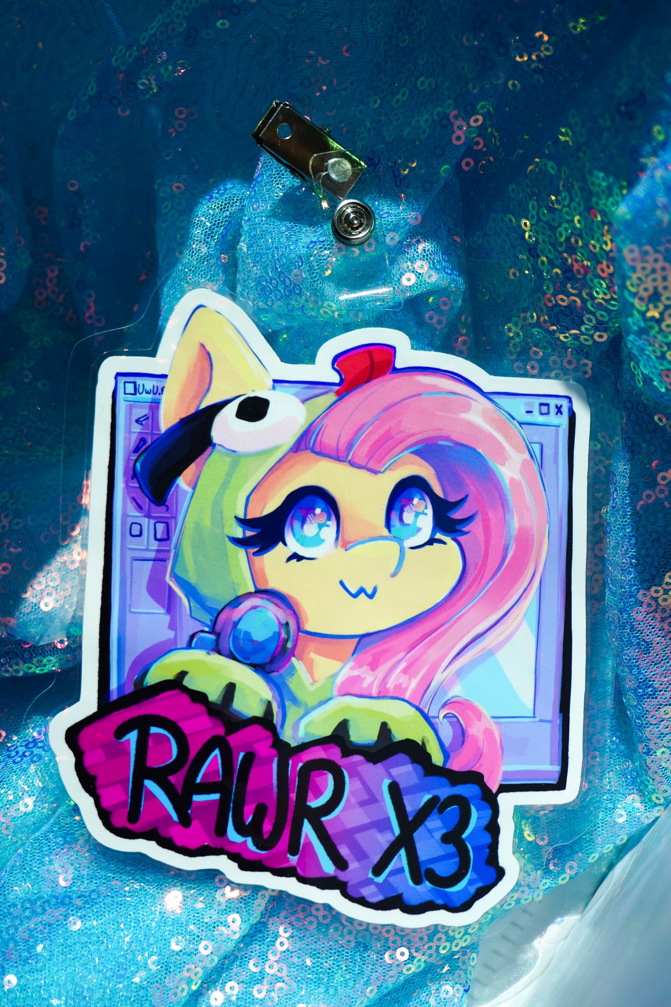 Fluttershy RAWR X3 Badge