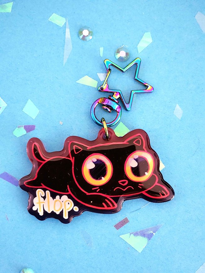 Flop Cat keychain